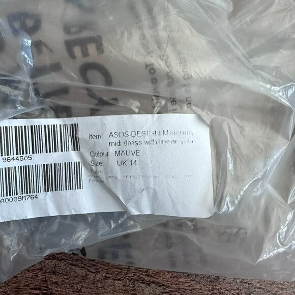 Asos Maternity midi dress with linear yoke embellishment mauve purple size 10 - Picture 9 of 9